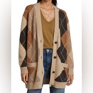 NILI LOTAN SOFHIE ARGYLE WOOL CARDIGAN SZ M